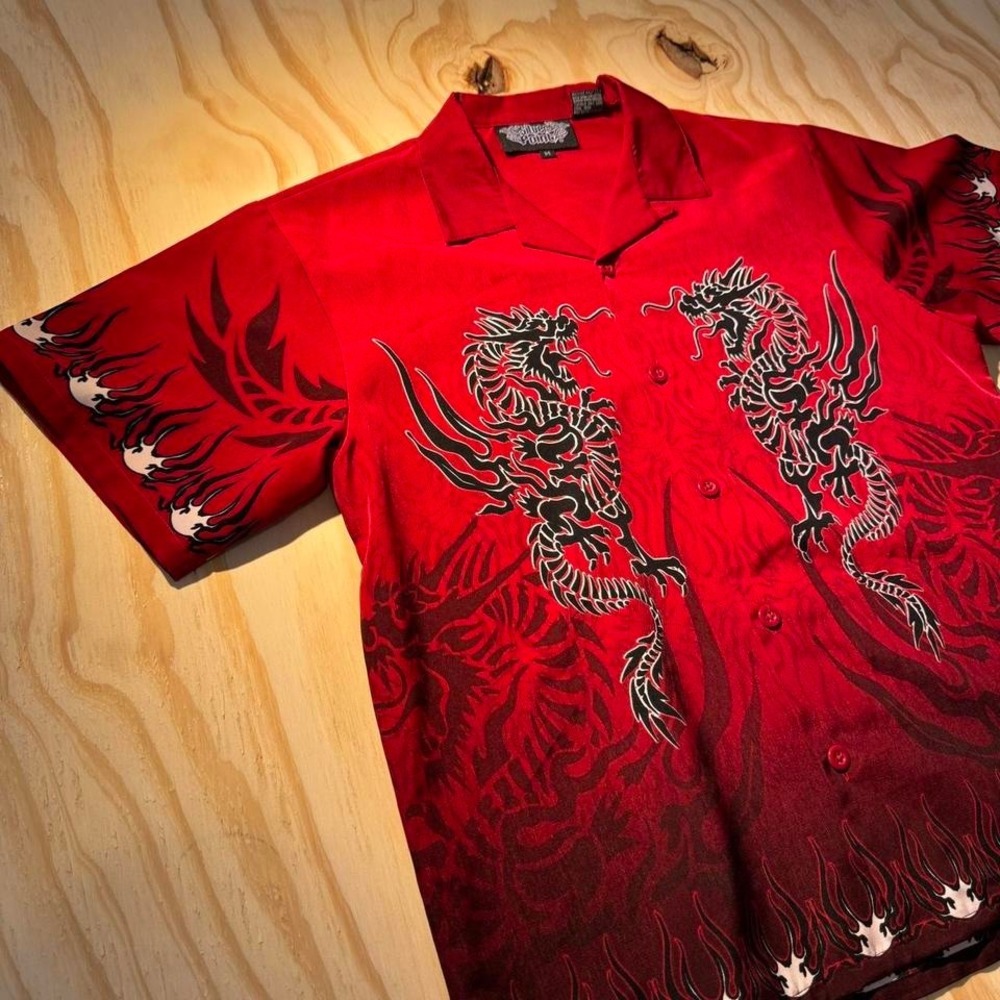 90s y2k dragon flame shirt